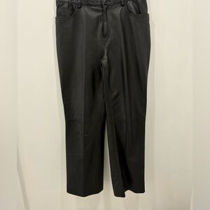 Burns gorgeous straight leg black leather pant 
5 pocket size 10 zipper button